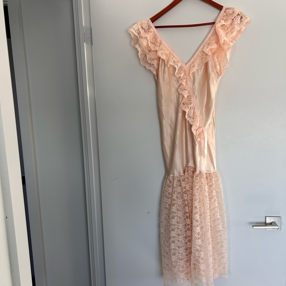 Esteves Vintage Satin & Lace Nightgown - M/L